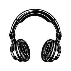 High-end audiophile headphone quality audio icon silhouette vector with white background