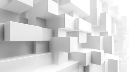Abstract white cube structure, digital rendering