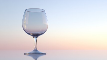 Empty wine glass on table, pastel sky background