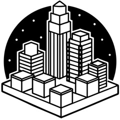 Fototapeta premium Vector illustration of a city skyline with skyscrapers for urban-themed graphic design projects