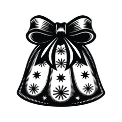 Holiday shopping bag Christmas present icon silhouette vector with white background