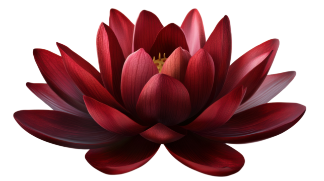Dark Red Lotus Blossom: An exquisite dark red lotus blossom, symbolic of purity, beauty, and enlightenment, displays its intricate petals in a mesmerizing display of natural artistry.