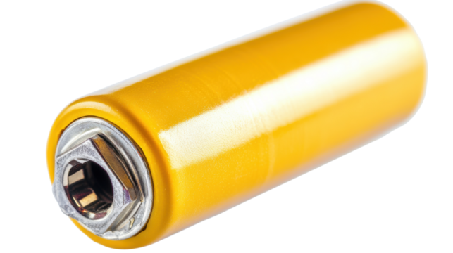 Yellow cylindrical battery: High-capacity cylindrical battery, ideal for various applications, featuring a robust yellow casing and secure connection. 
