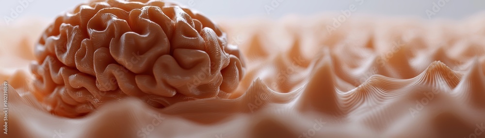 Poster exploring brain rhythms an artistic visualization of neural patterns,a detailed close-up of a brain 