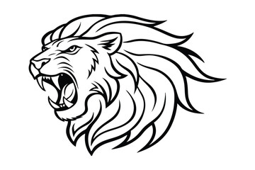 a roaring lion in bold lines      