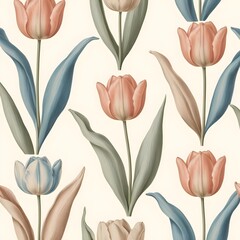 Obraz premium Seamless Pastel Tulip Pattern