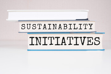 Sustainability initiatives text title book background