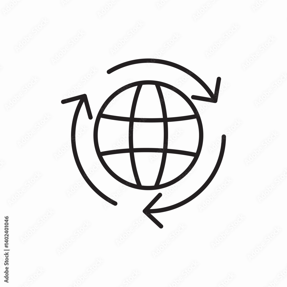 Poster globe refresh network icon vector sign