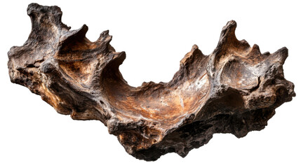 Fototapeta premium Ancient Bone Structure: A weathered bone fragment, with intricate textures and a striking curved shape, revealing the story of a forgotten past. 