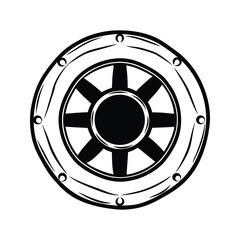 Obraz premium Lifebuoy with sun coastal protection icon silhouette vector with white background