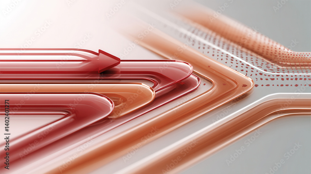 Poster abstract style design with dynamic red and orange arrows, symbolizing energy flow and direction