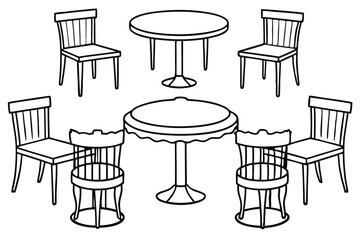dining table line art hand drawn style design