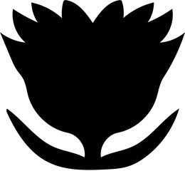 Minimalist black lotus SVG icon symbolizing purity, strength, and mystery—perfect for spiritual, wellness, or modern branding themes.

