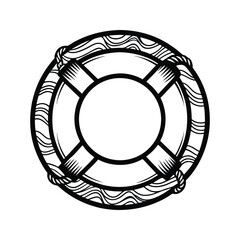 Lifebuoy with waves ocean protection icon silhouette vector with white background