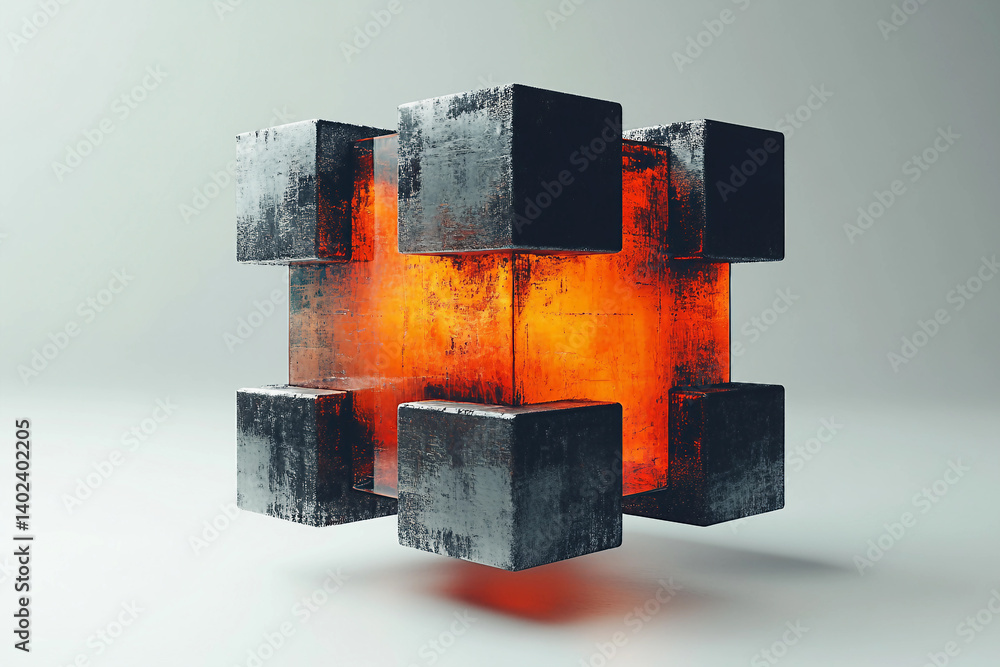 Poster abstract 3d shape futuristic object, generative ai
