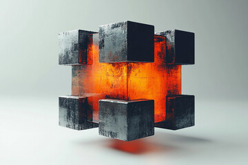 Abstract 3d shape futuristic object, generative AI