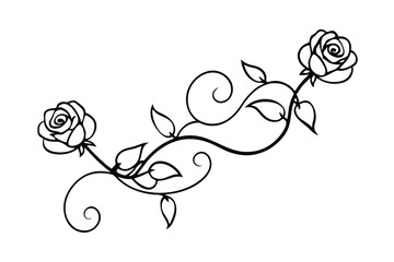 a swirling vine with blooming roses  