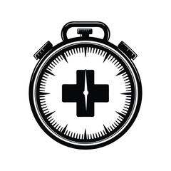 Obraz premium Medical alarm health safety icon silhouette vector with white background