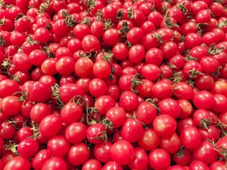 Fresh red cherry tomatoes at the market