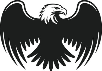 Strong Eagle Silhouette with Outstretched Wings – Bold Vector Emblem Design