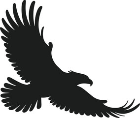 Obraz premium Flying Eagle Silhouette in Dynamic Glide Pose – Bold Vector Design