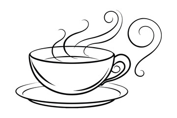 a teacup with steam swirls     