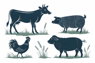 Fototapeta premium farm animals set