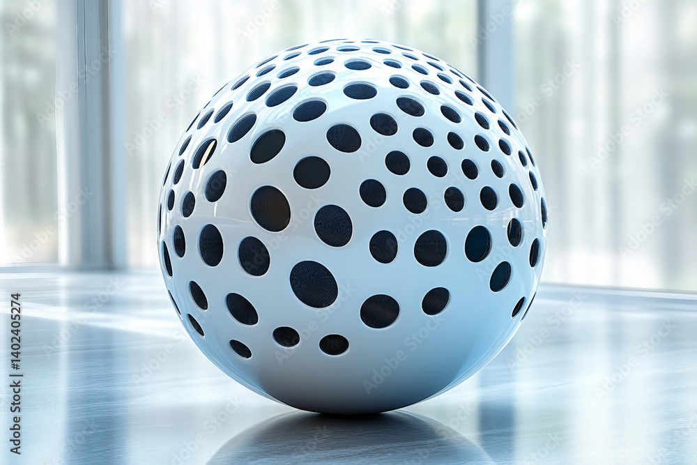 Poster abstract curved elements, 3d render generated with ai picture