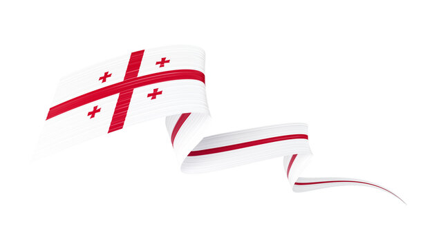 3d Flag Of Georgia 3d Wavy Shiny Georgia Ribbon Isolated On White Background, 3d illustration