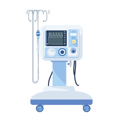 Medical Ventilator Illustration: Blue and White Digital Design