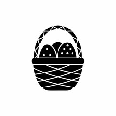 creative details Basket with Eggs Icon Vector Illustration