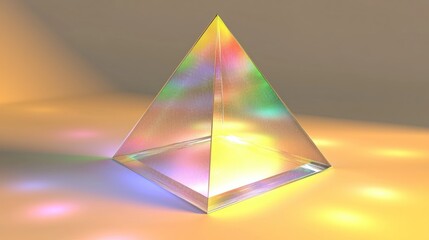 Clear glass pyramid, vibrant colours