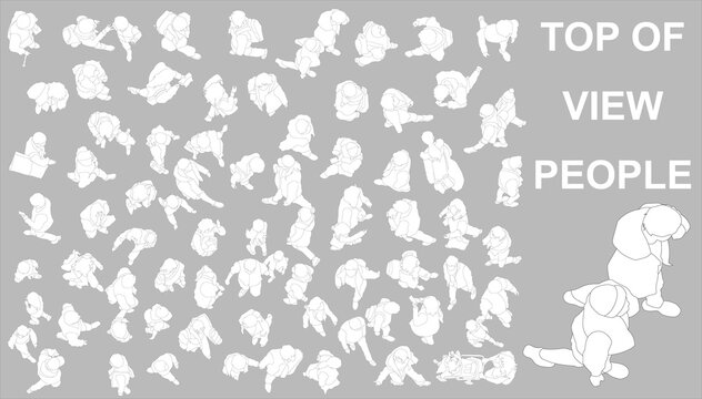 Top of view people architectural vector illustration