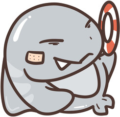 The mischievous shark shows off his lifebuoy.