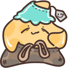 Starfish wearing a hat and pants.