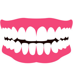 Vector illustration of a cartoon mouth showing teeth in a big smile. Perfect for emoji designs, dental themes, character expressions, or fun digital graphics.