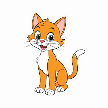 cat, cartoon, animal, kitten, vector, illustration, pet, cute, pets, feline, domestic, drawing, mammal, funny, tail, kitty, fun, fur, art, character, orange, animals, ginger, paw, cheerful
