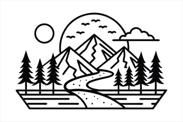 mountain line art vector