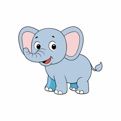 elephant, cartoon, animal, illustration, baby, mammal, vector, fun, cute, character, isolated, safari, funny, wildlife, wild, pink, drawing, happy, zoo, art, nature, toy, gray, animals, jungle