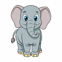 elephant, cartoon, animal, vector, baby, illustration, mammal, fun, character, cute, isolated, safari, funny, wildlife, pink, wild, art, nature, animals, drawing, happy, gray, zoo, blue, mascot