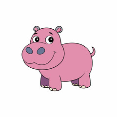 pig, animal, cartoon, illustration, vector, pink, hippo, farm, baby, piglet, cute, piggy, mammal, funny, character, art, fun, happy, hippopotamus, drawing, fat, smile, swine, pet, comic