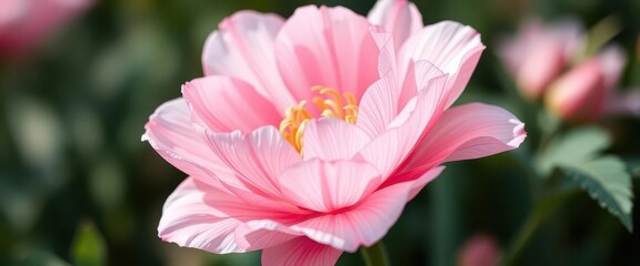 Obraz premium Powdery pink tulle flower, delicate petals, soft texture, tulle, pink