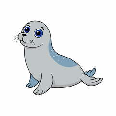 cartoon, animal, illustration, vector, art, sea, fun, blue, fish, ghost, character, cute, isolated, drawing, baby, smile, halloween, funny, comic, monster, seal, animals, nature, white, happy