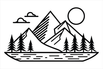mountain line art vector