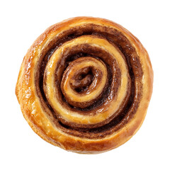 Fototapeta premium A freshly baked cinnamon swirl bread with golden brown crust, soft dough, and visible cinnamon spiral