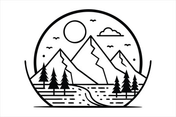 mountain line art vector