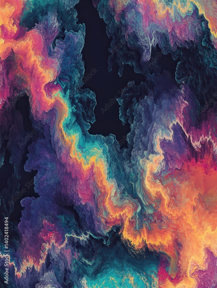 Poster imaginatory lush fractal texture generated image abstract background illustration