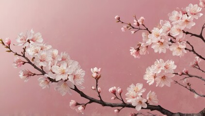 Pink background, and light sakura