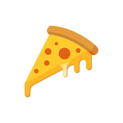 Cheesy Pizza Slice with Stretchy Melted Cheese on Transparent Background  