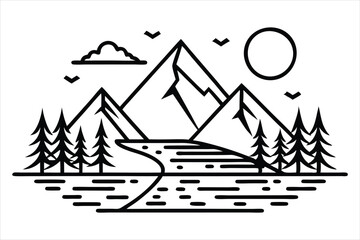 mountain line art vector